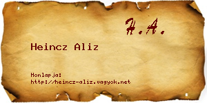 Heincz Aliz névjegykártya